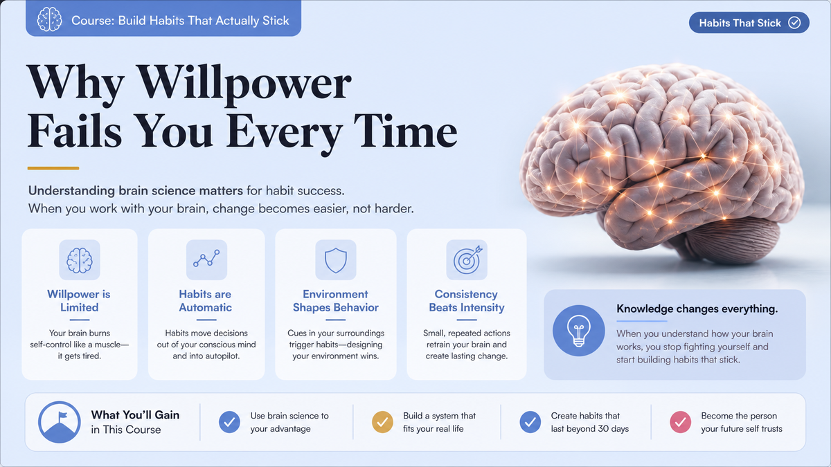 Building Better Habits demo course slide