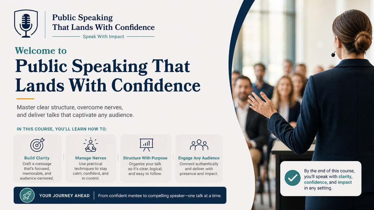 Public Speaking That Lands demo course slide